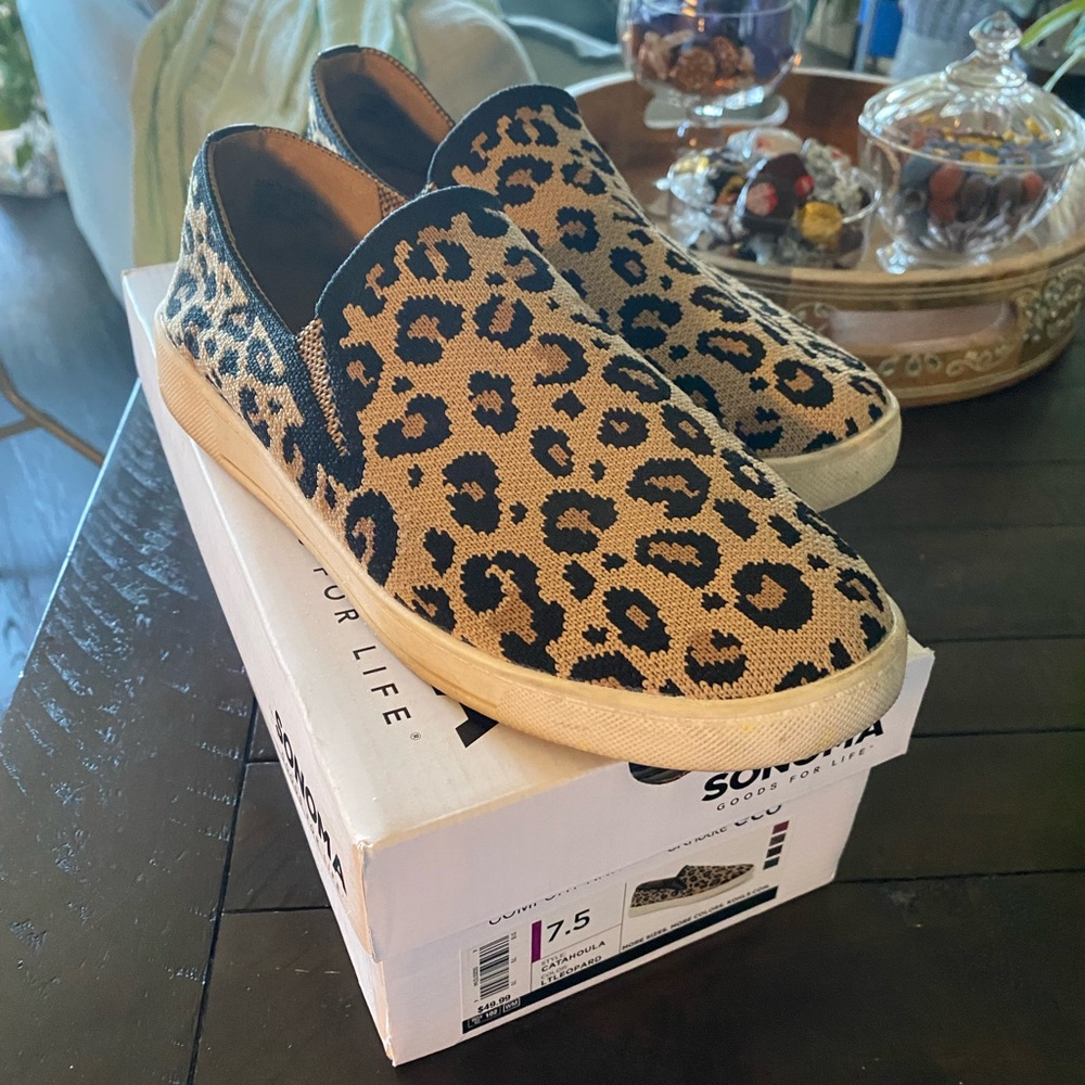 Sonoma Ortholite eco Catahoula leopard print comfort knit shoe.  Size 7.5